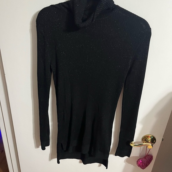 💜 Medium Ruff Hewn Elegant Black Sparkle Women's Turtleneck Sweater - Picture 7 of 11